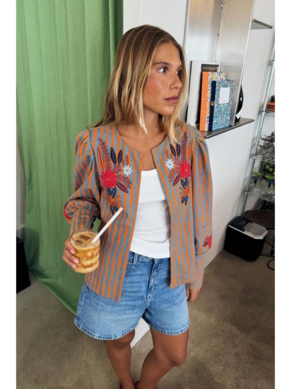ZARA STRIPED FLORAL EMBROIDERY JACKET 2855/201/615